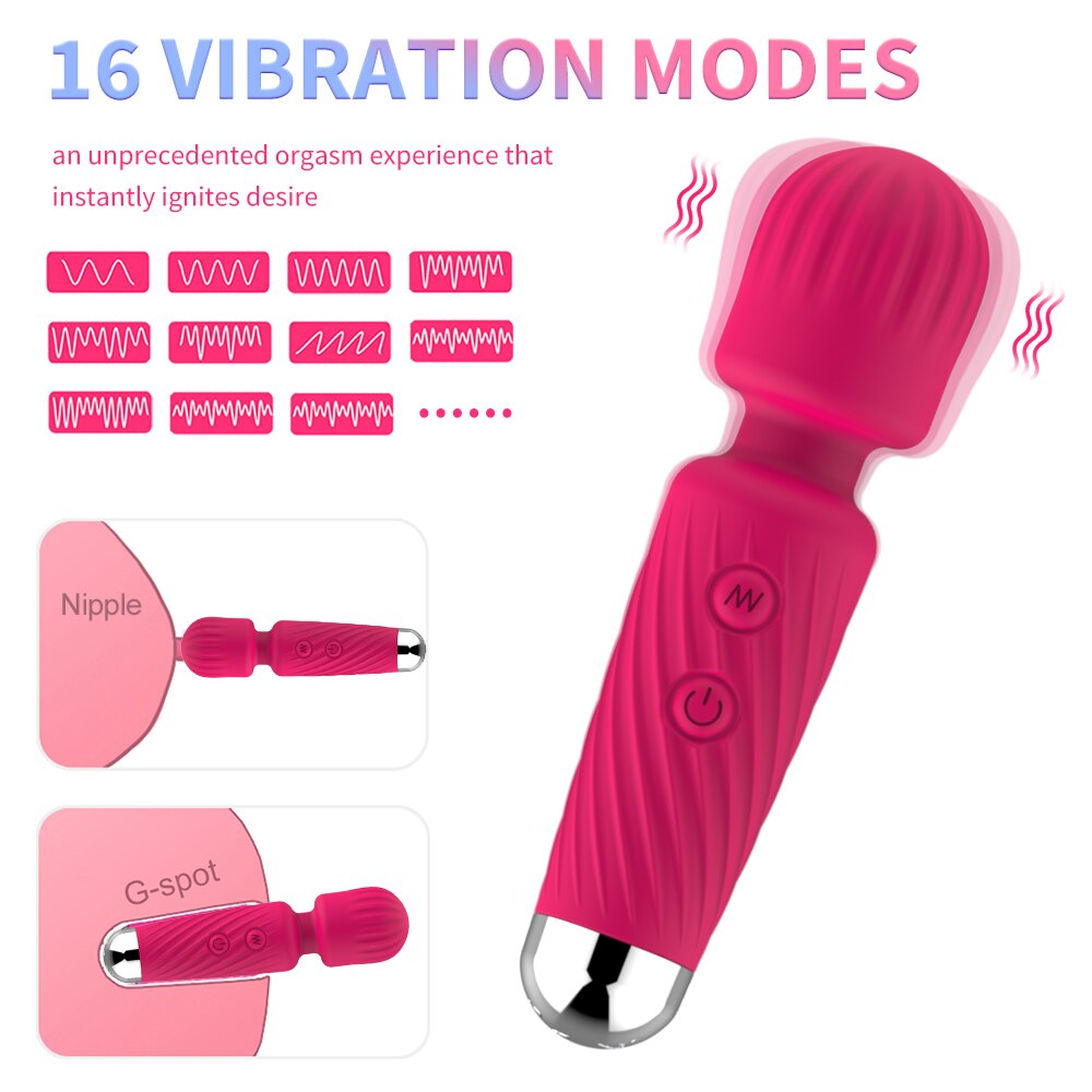 "Little Cherry That's So Cherry Wand!" -16 Modes Strong Vibration Upgraded Mini Vibrator Usb Charging Handheld Body Massager Clitoris G-Spot Vibrator - The Gadget Shack Shop