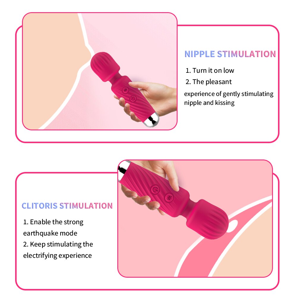 "Little Cherry That's So Cherry Wand!" -16 Modes Strong Vibration Upgraded Mini Vibrator Usb Charging Handheld Body Massager Clitoris G-Spot Vibrator - The Gadget Shack Shop