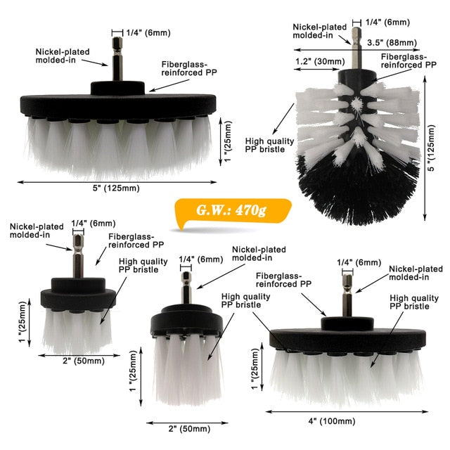 2 3.5 4 5 Inch Set Solid Hollow Drill Power Scrub Clean Brush For Leather Plastic Wooden Furniture Car Cleaning Power Scrub - The Gadget Shack Shop